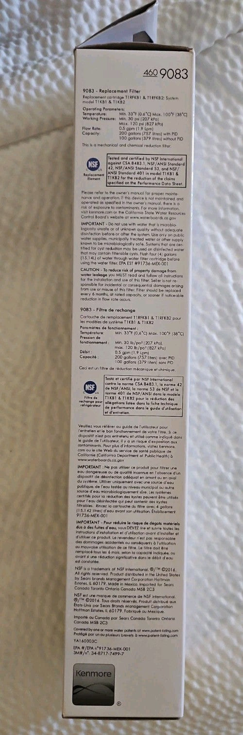 Kenmore 46-9083 Replacement Refrigerator Water Filter