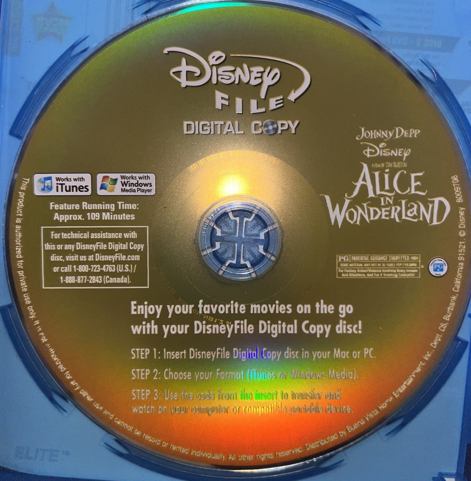 Alice in Wonderland (Blu-ray/DVD,Includes Digital Copy) No Digital Download