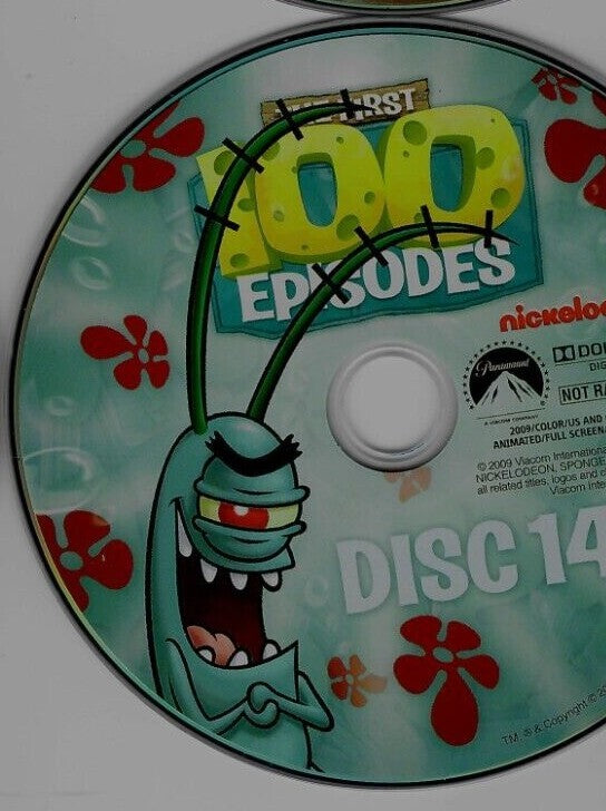Sponge Bob Square Pants 100 Episodes Replacement  DVDs - Tested. No Scratches