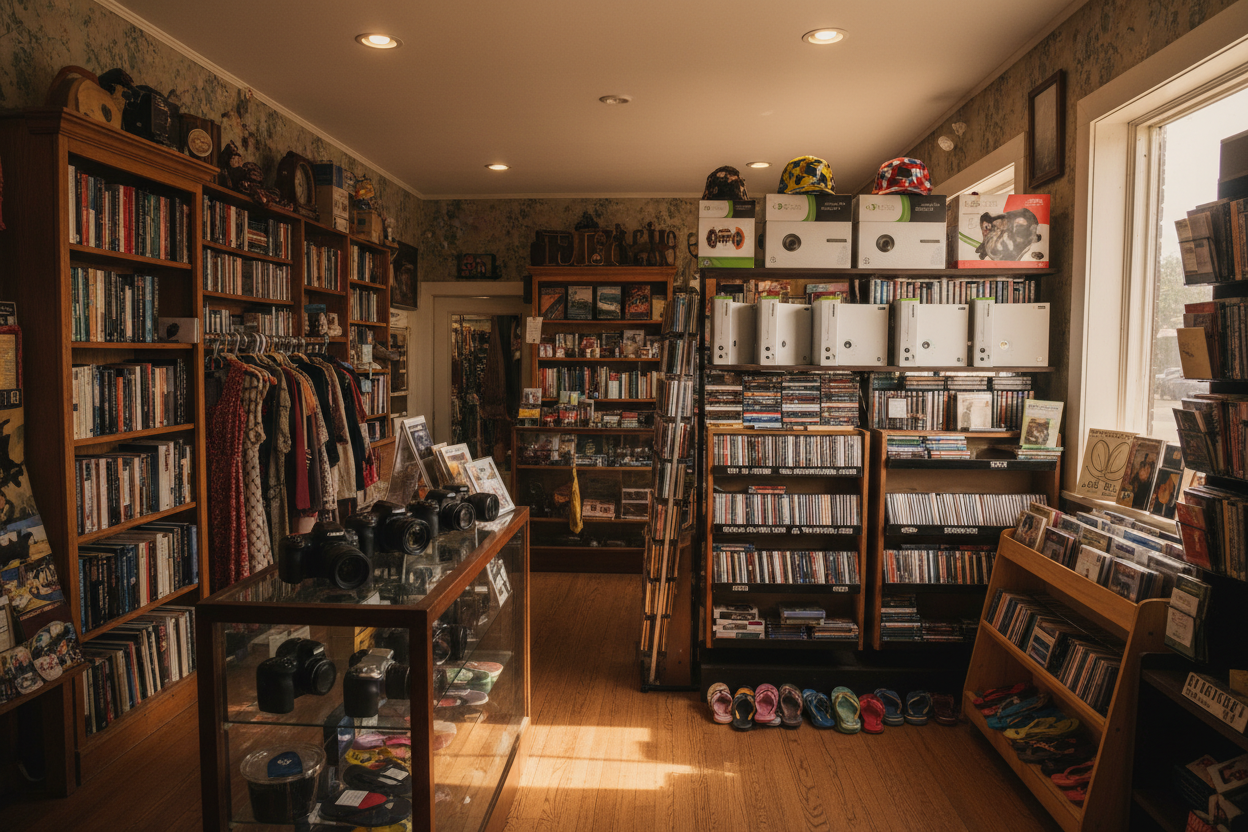 books should be on proper shelves.  I hate flourescent lighting.  the camoflage hats are the wrong color.  the camoflage hats are called camosport and are bright colors in two camo designs made up of four colors (yello, white, black, brown) or (red, white, blue, and black)