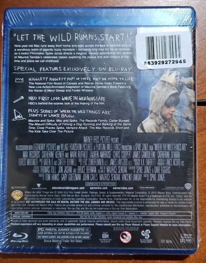 Blu-ray Where the Wild Things Are (2010) New Sealed
