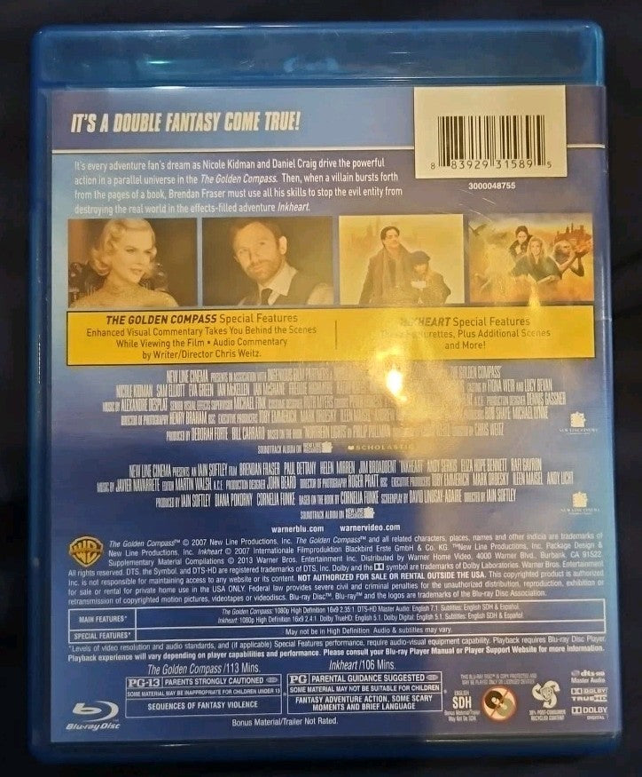 The Golden Compass / Inkheart (Blu-ray) Brand New Sealed. No Digital Download