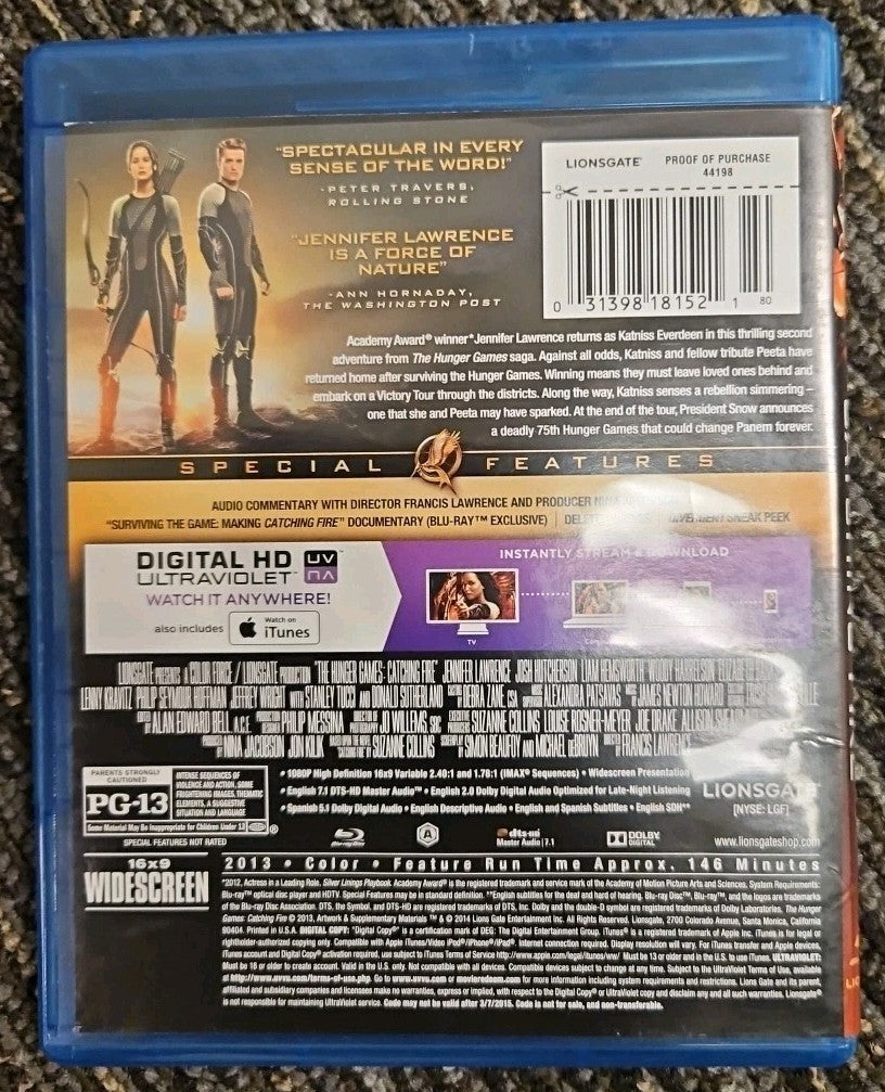 The Hunger Games: Catching Fire (Blu-ray, 2013) New Sealed. No Digital Download