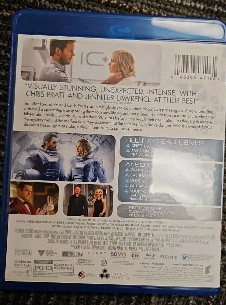 Passengers (Blu-ray, 2016) Brand New Sealed. No Digital Download