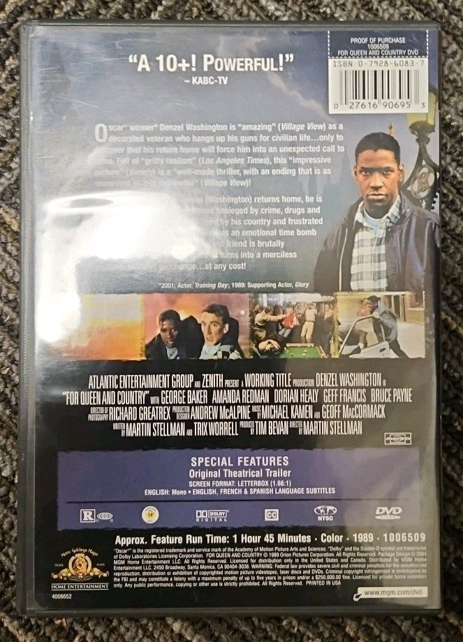 For Queen And Country (DVD, 2004) Brand New