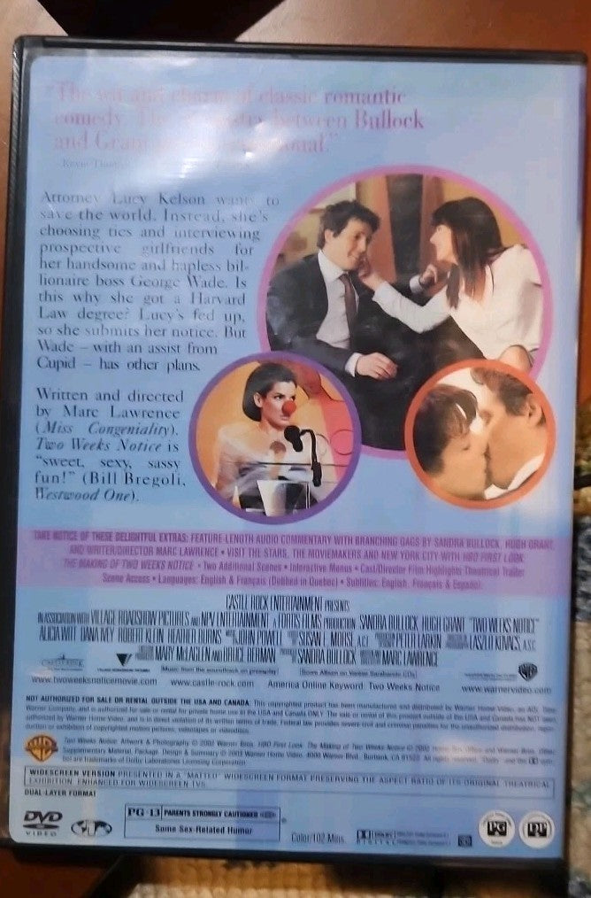 Two Weeks Notice (DVD, 2003, Widescreen) Brand New