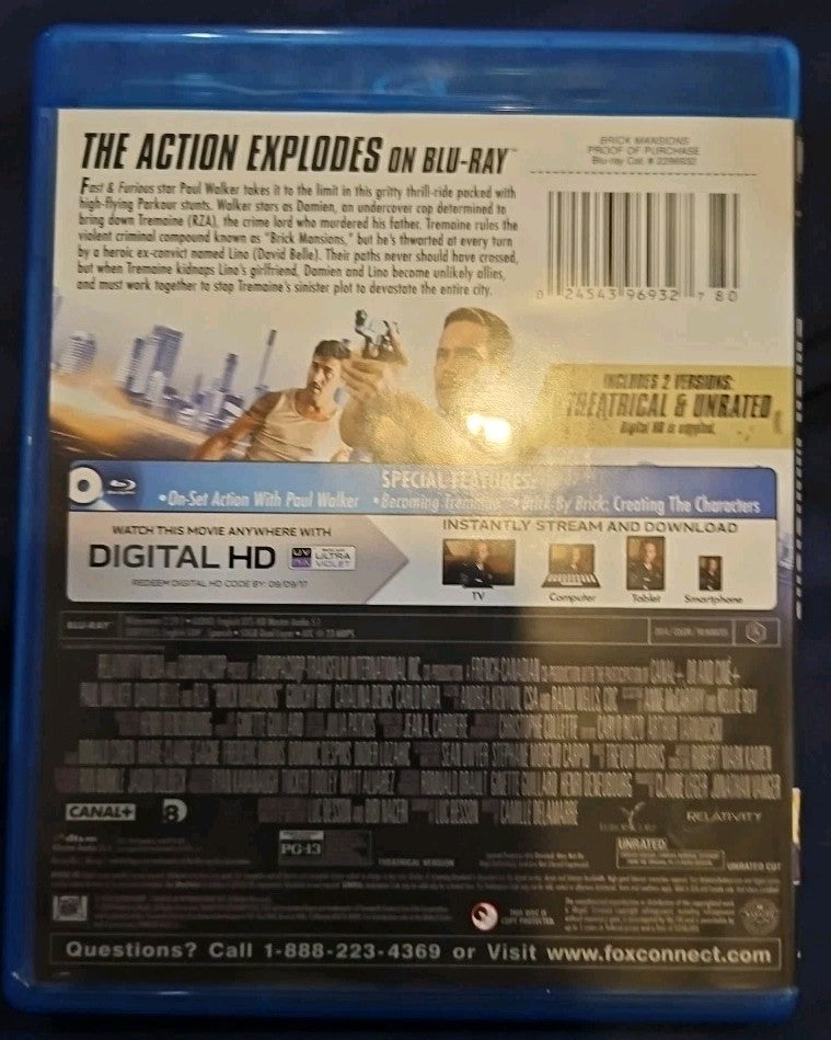 Brick Mansions (Blu-ray) Brand New Sealed. No Digital Download