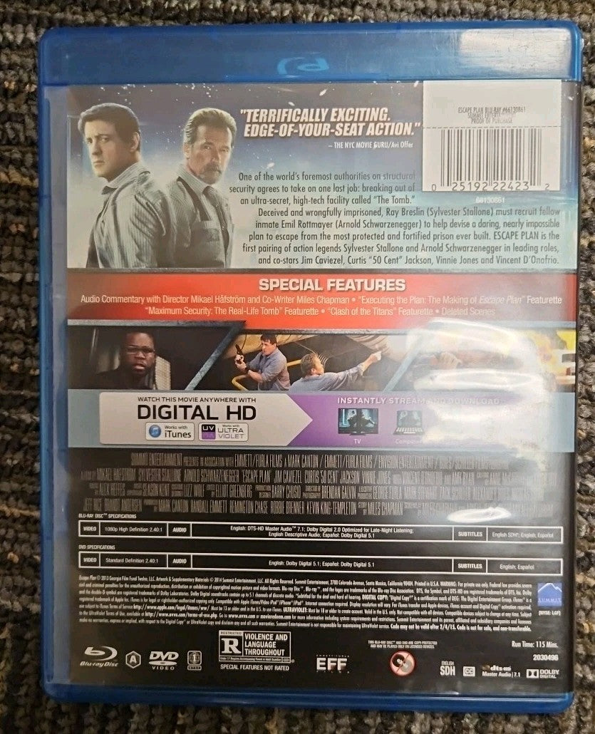 Escape Plan (Blu-ray, 2013) Brand New Sealed. No Digital Download