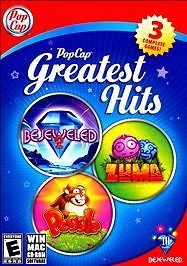 3 Games Bejeweled 2, ZUMA, Peggle - Pop Cap Greatest Hits Windows Mac CD ROM